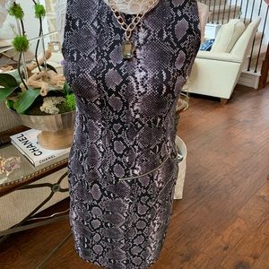 Michael Kors python print sleeveless dress, EUC, size 6. Silver hardware.